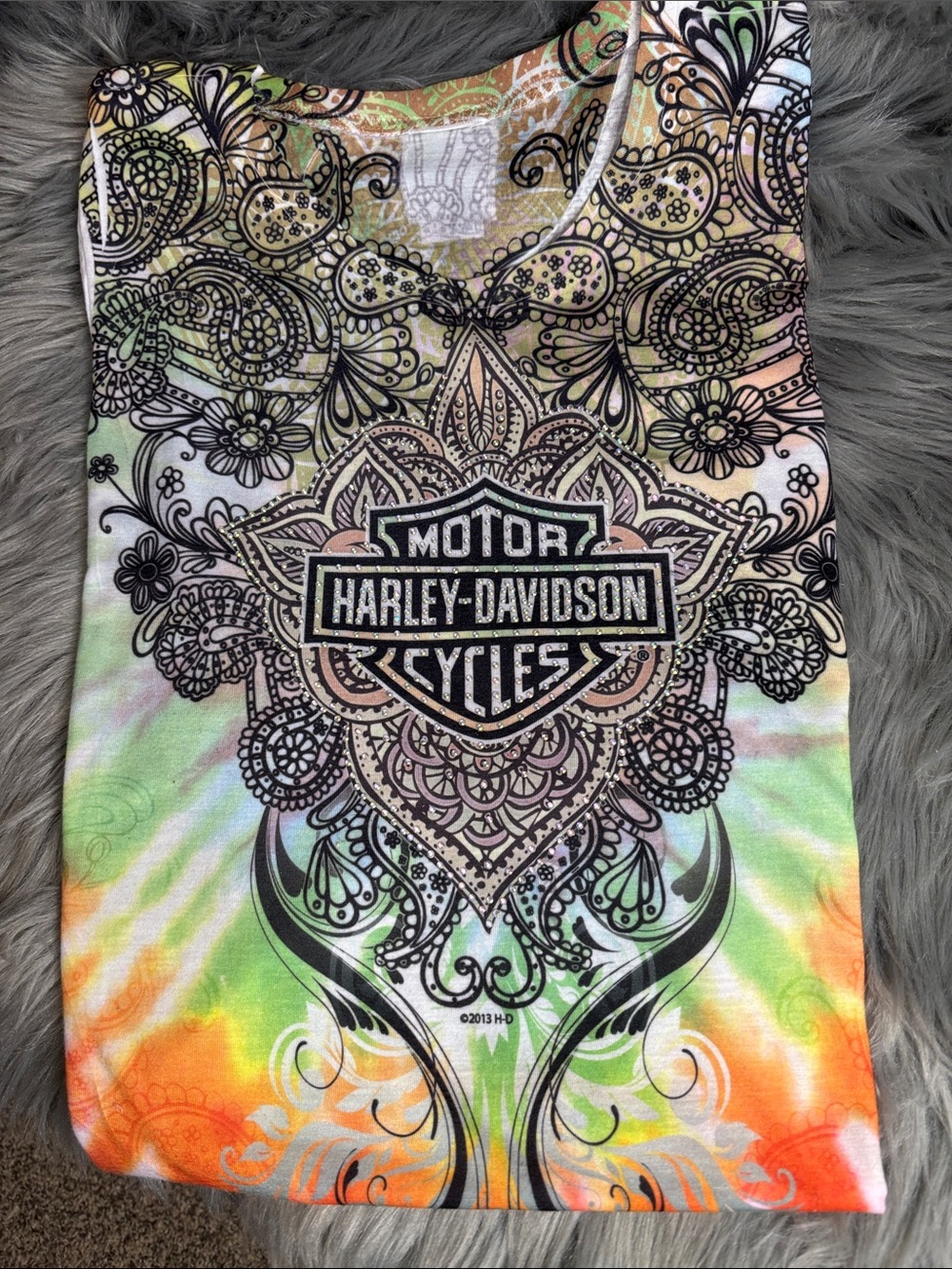 Harley-Davidson Pastel Tie-Dye Logo Tank with Black Paisley Print